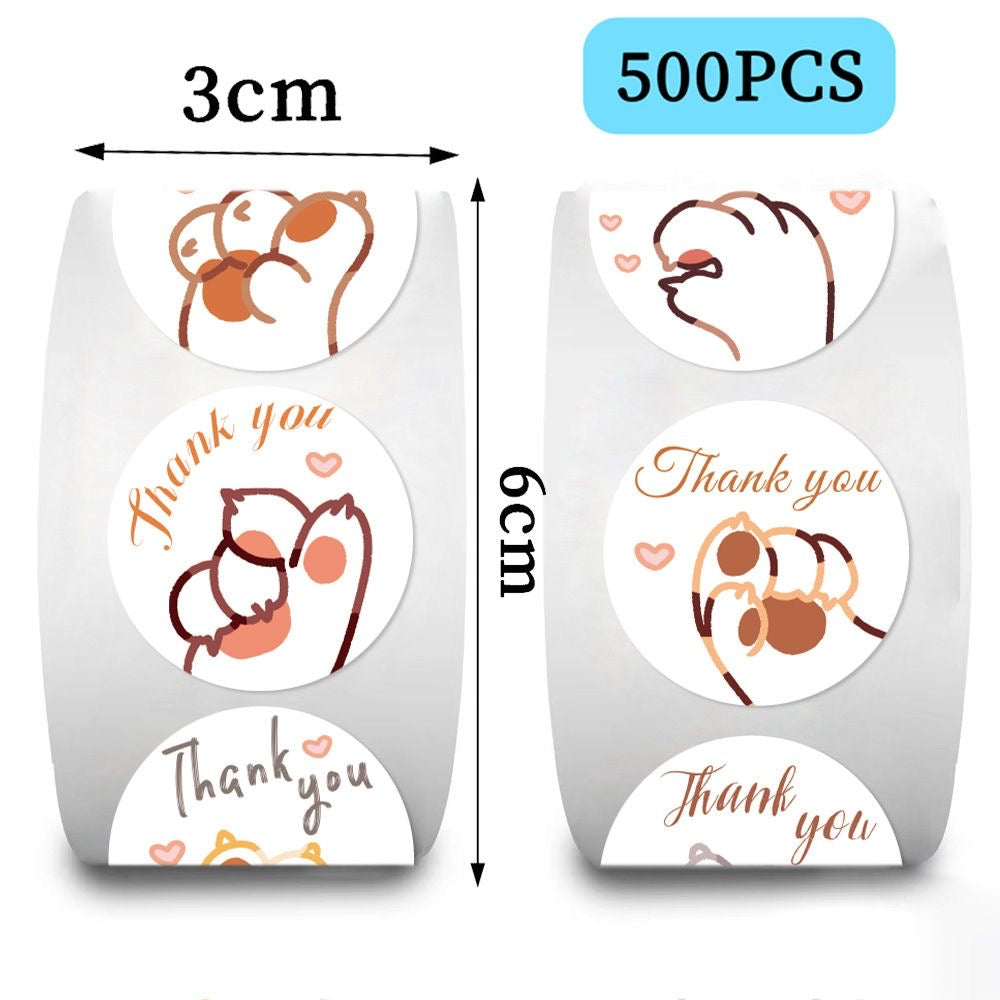 Cat Paw Thank You Round Stickers