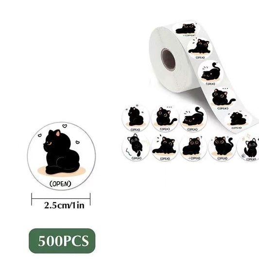 Black Cat Round Stickers
