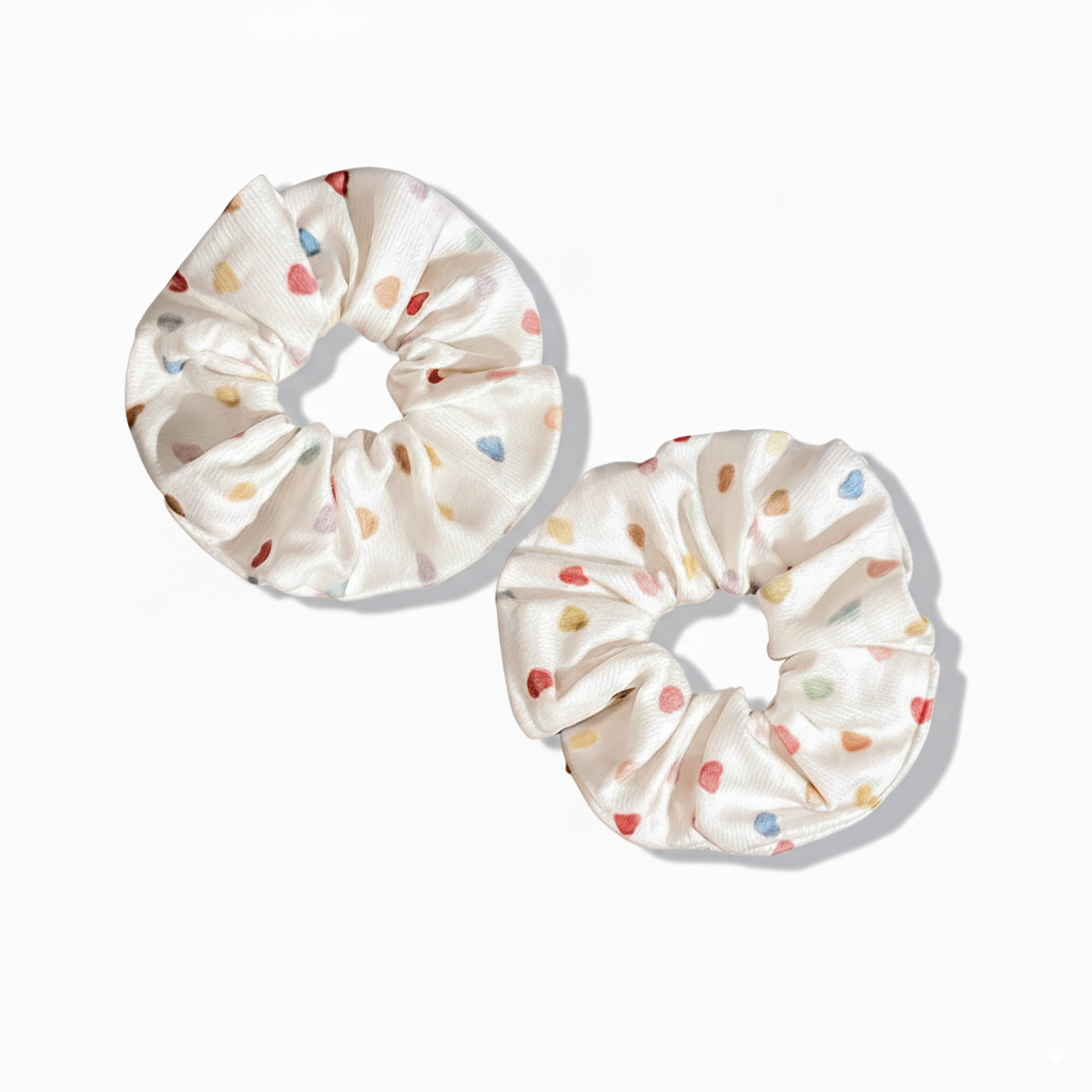 Sweet Dopamine Heart Dot 2-in-1 Hair Ties Set (One of Each)