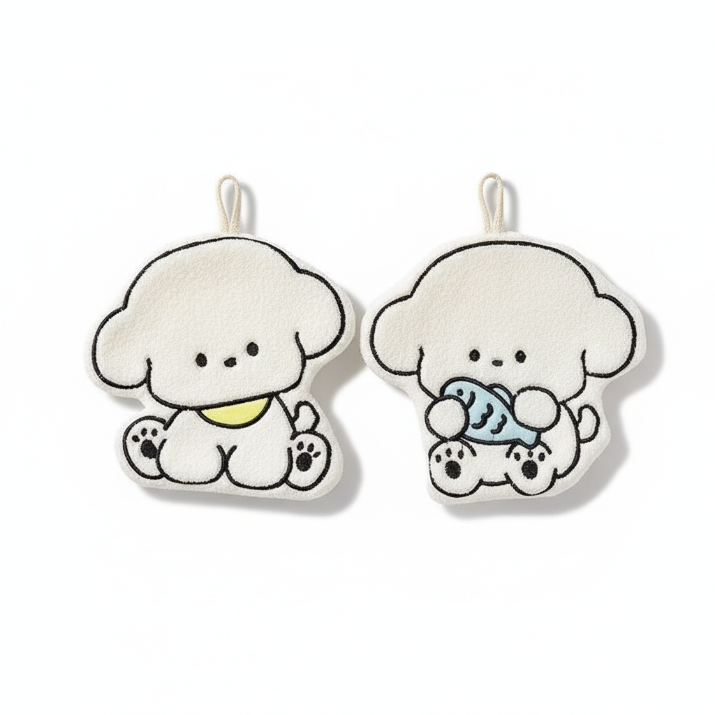 White Dog Cozy Hand Towel