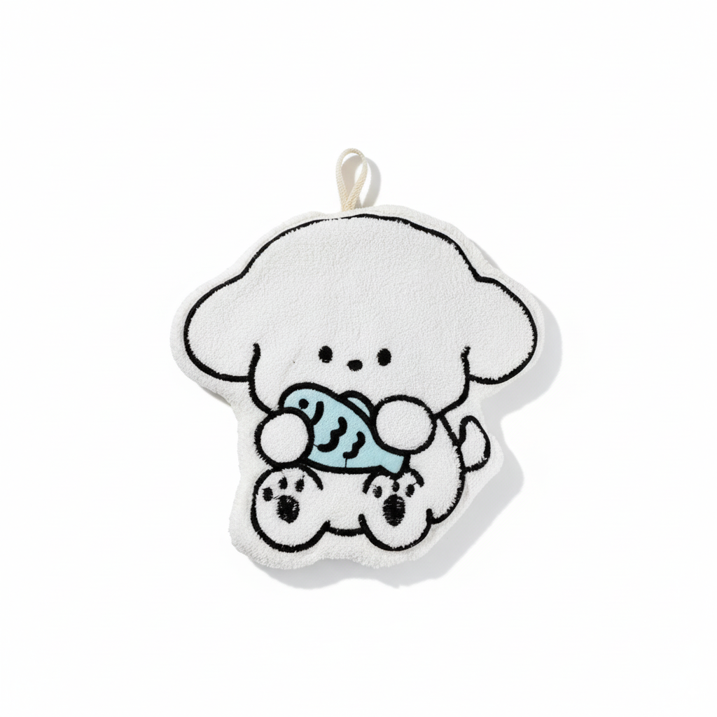 White Dog Cozy Hand Towel