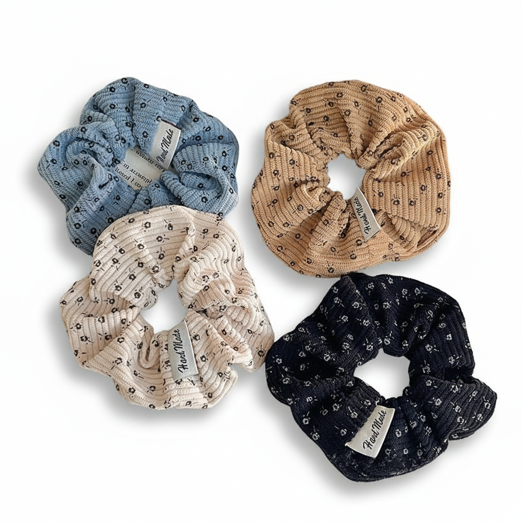 Lovely Floral Print 4-in-1 Hair Ties Set (One of Each)