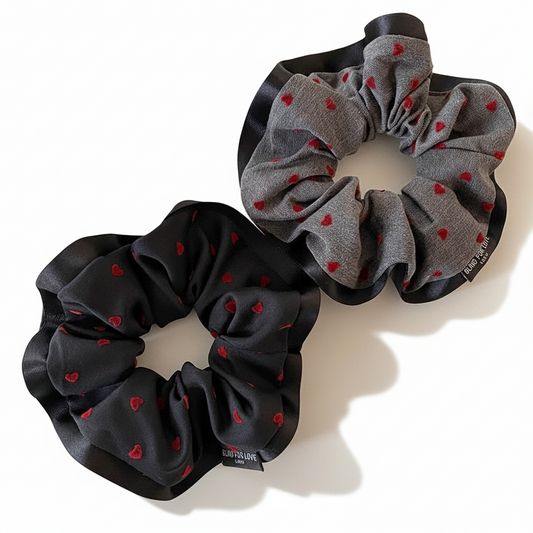 Vintage Black and Grey 2-in-1 Hair Ties Set (One of Each)