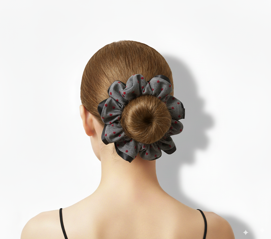 Vintage Black and Grey 2-in-1 Hair Ties Set (One of Each)