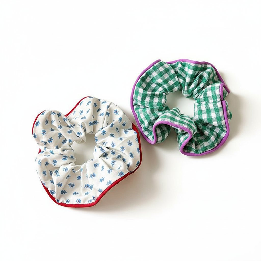 Lovely Green Forest Floral 2-in-1 Hair Ties Set (One of Each)