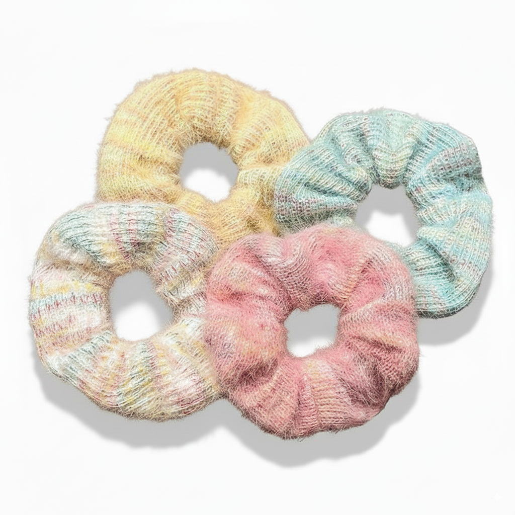 Soft Yarn Sweet 4-in-1 Hair Ties Set (One of Each)
