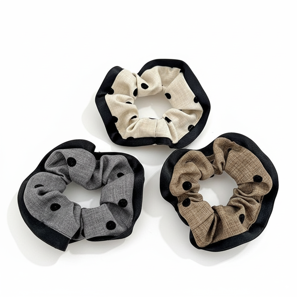 Polka Dot Chic 3-in-1 Hair Ties Set (One of Each)