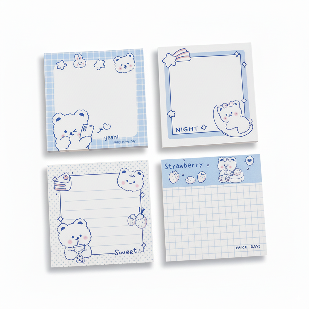 Blue & White Bear Sticky Notes