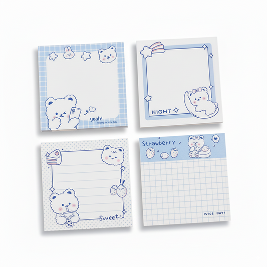 Blue & White Bear Sticky Notes