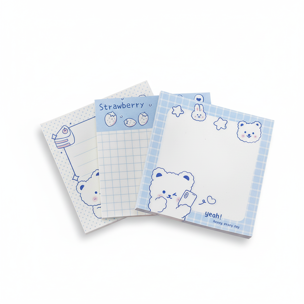 Blue & White Bear Sticky Notes