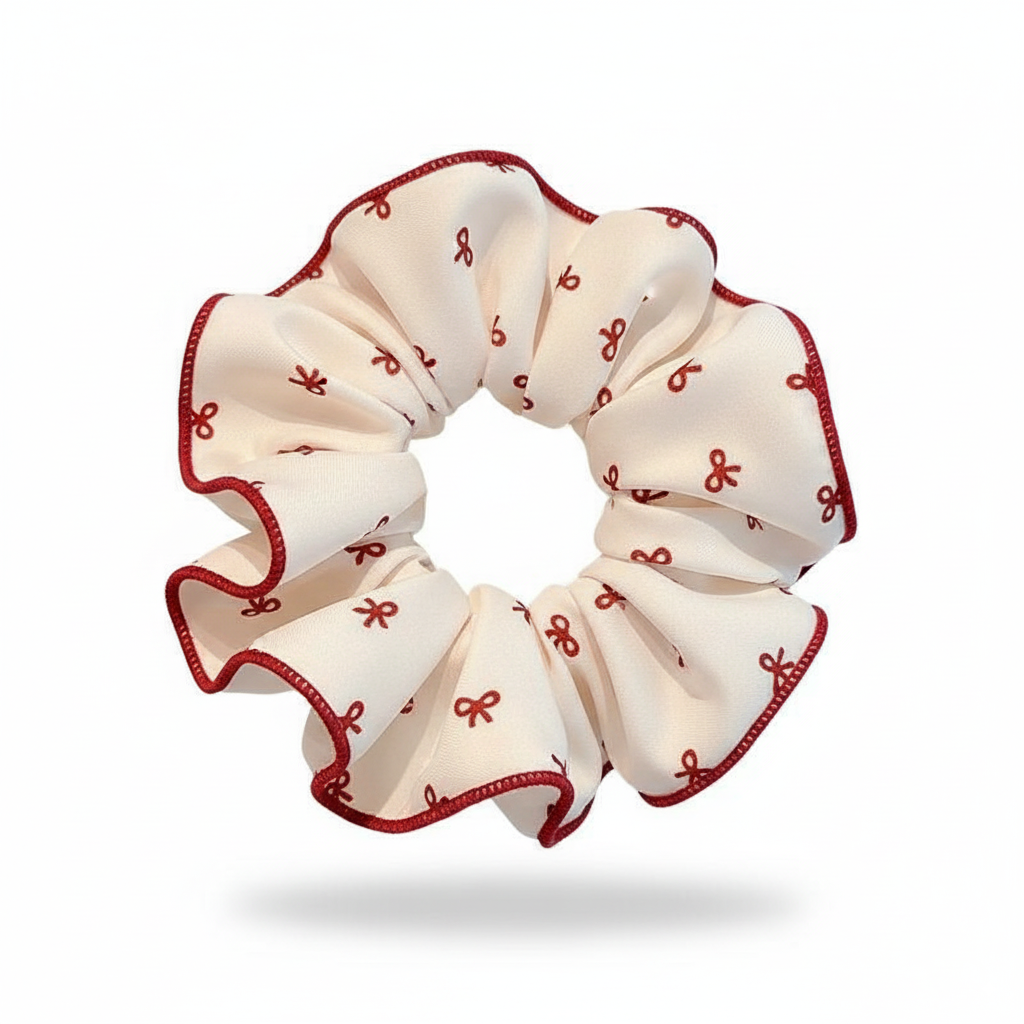 Red and White 3-in-1 Hair Ties Set (One of Each)