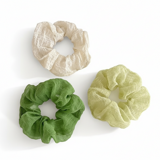 Nature Forest Style Green 3-in-1 Hair Ties Set (One of Each)