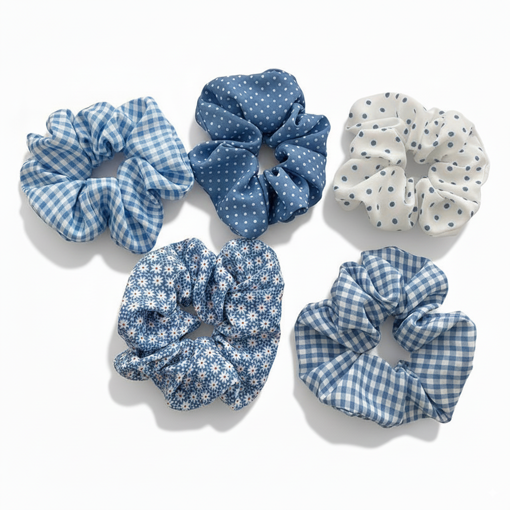Ocean Breeze Blue 5-in-1 Hair Ties Set (One of Each)