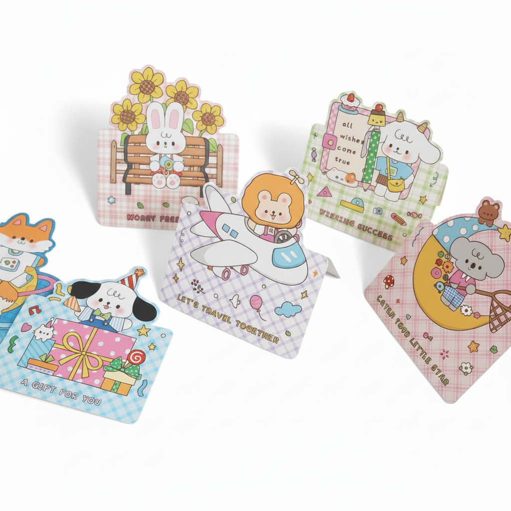 Cartoon Pet 3D Greeting Cards Set