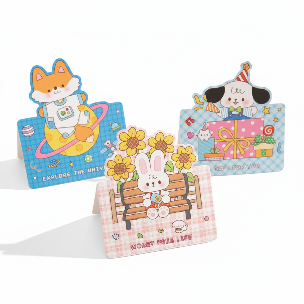 Cartoon Pet 3D Greeting Cards Set