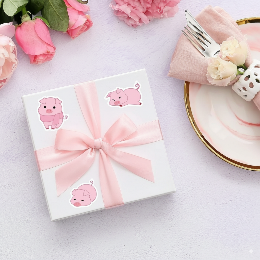 Piggy Round Stickers