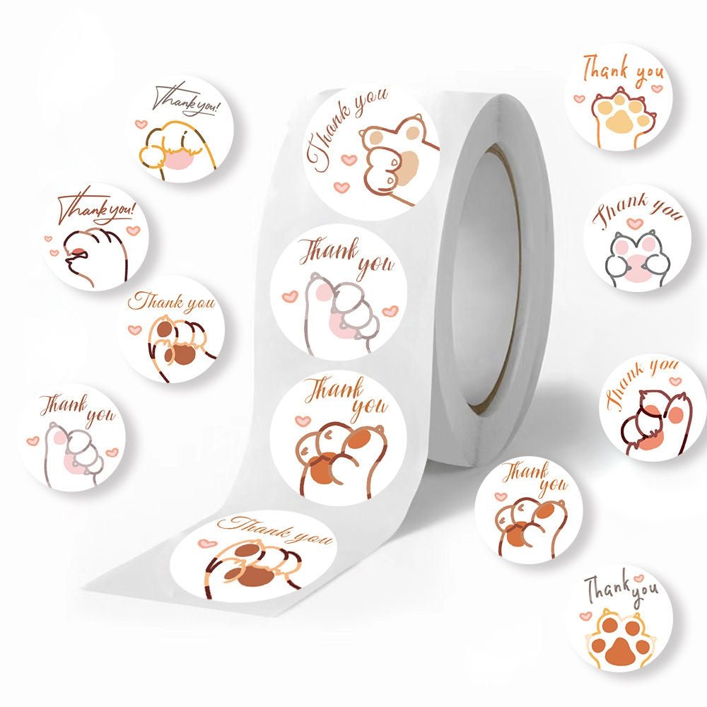 Cat Paw Thank You Round Stickers