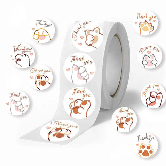 Cat Paw Thank You Round Stickers