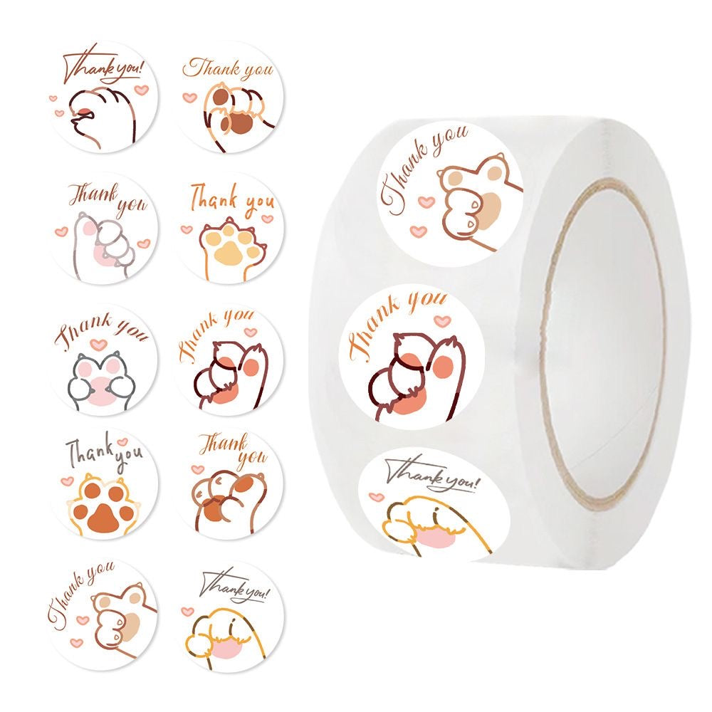 Cat Paw Thank You Round Stickers