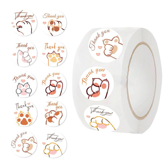 Cat Paw Thank You Round Stickers