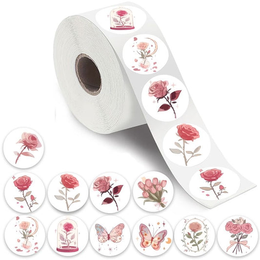 Rose Round Stickers