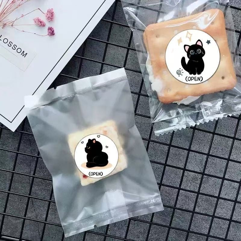 Black Cat Round Stickers