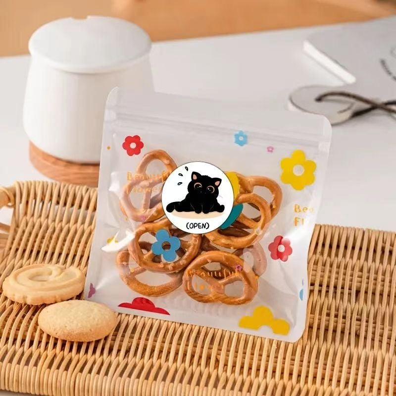 Black Cat Round Stickers