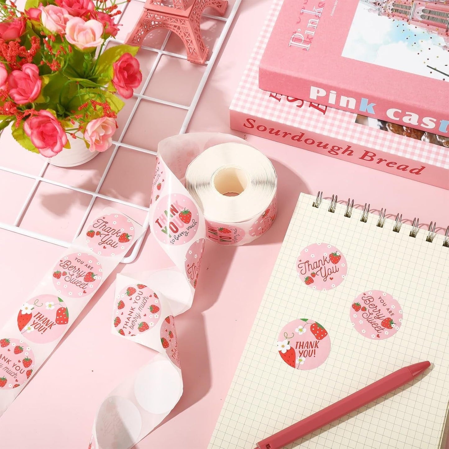 Thank You Floral Round Stickers