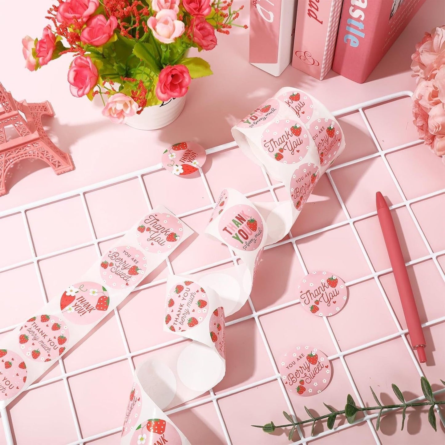 Thank You Floral Round Stickers