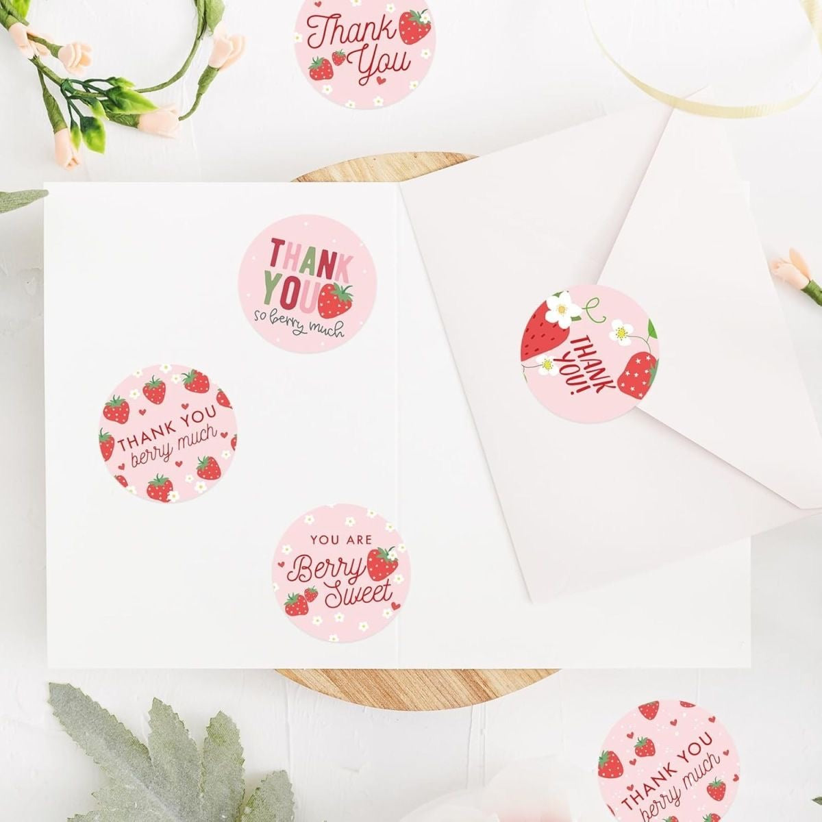 Thank You Floral Round Stickers