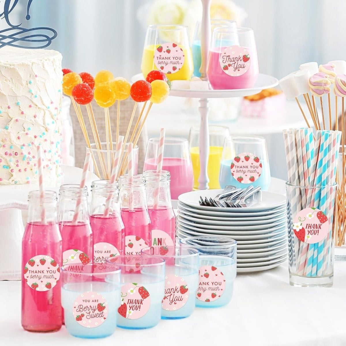 Thank You Floral Round Stickers