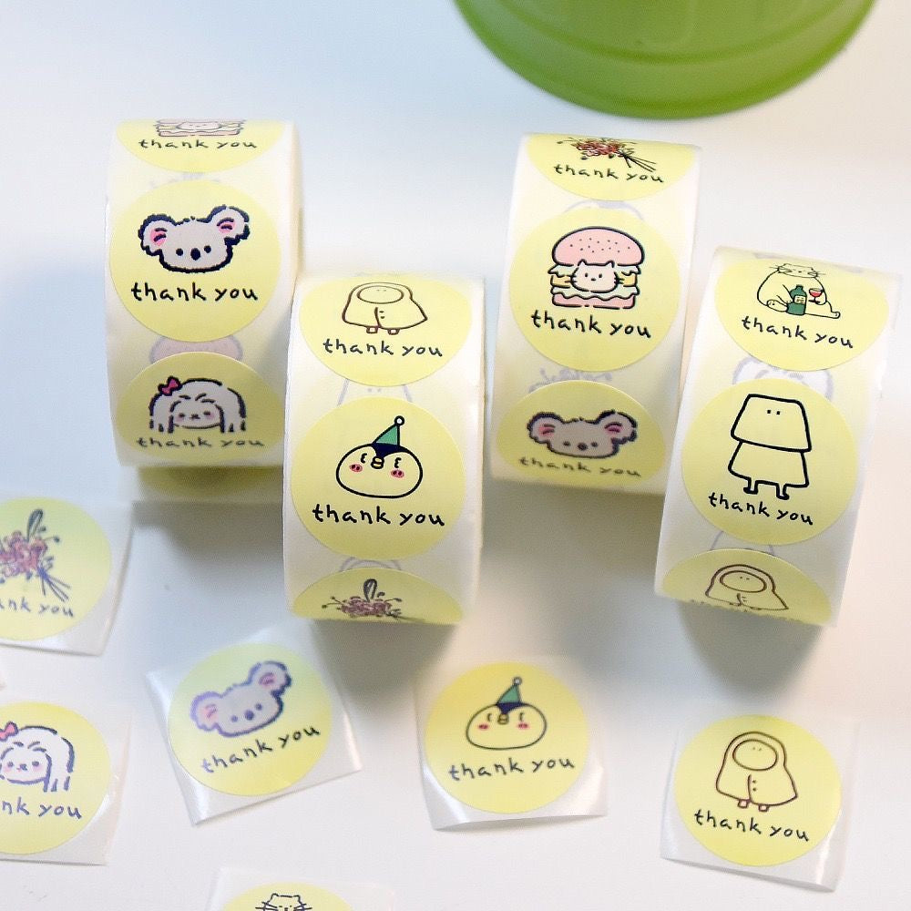 Doodle Thank You Round Stickers