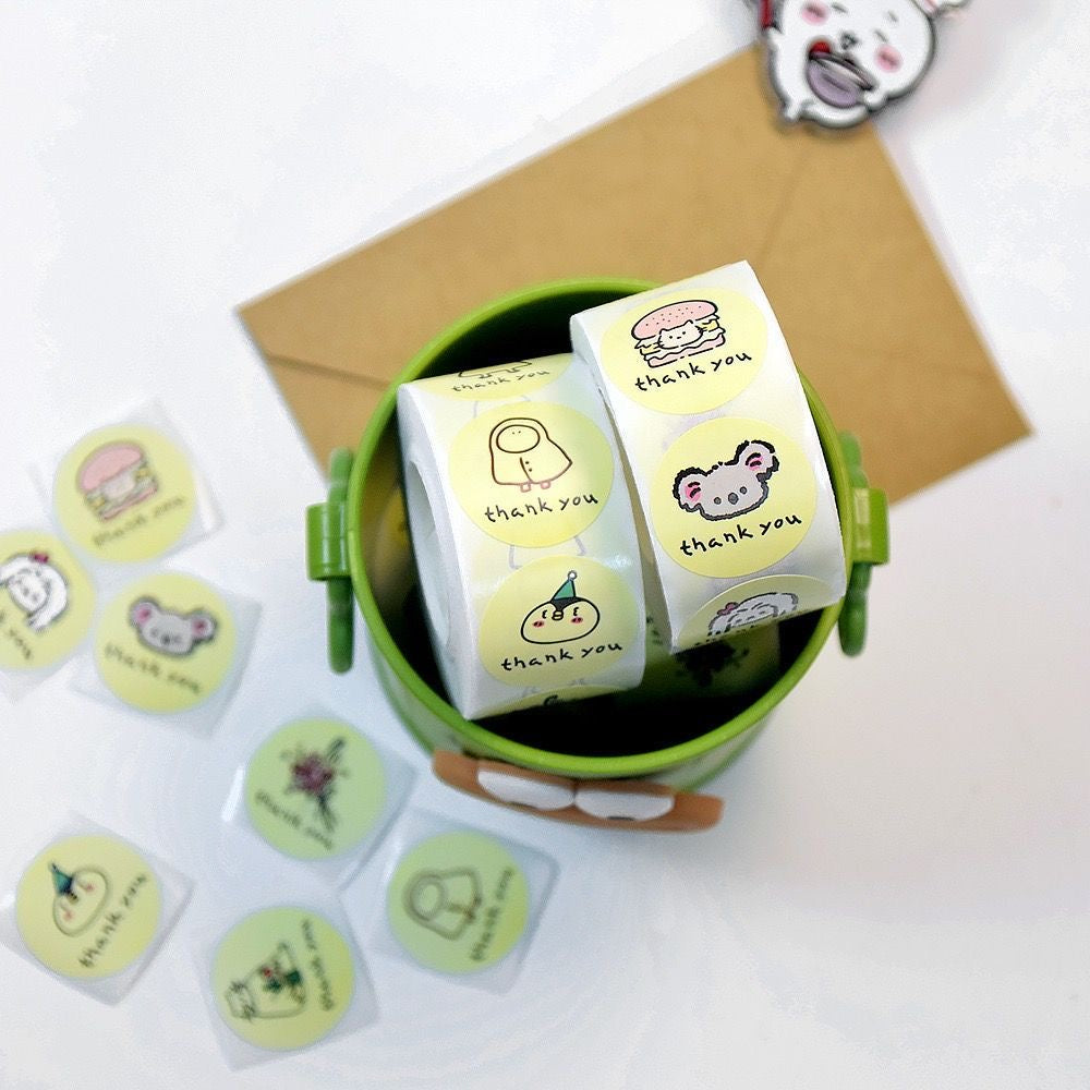 Doodle Thank You Round Stickers