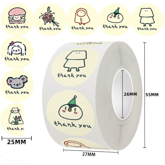 Doodle Thank You Round Stickers