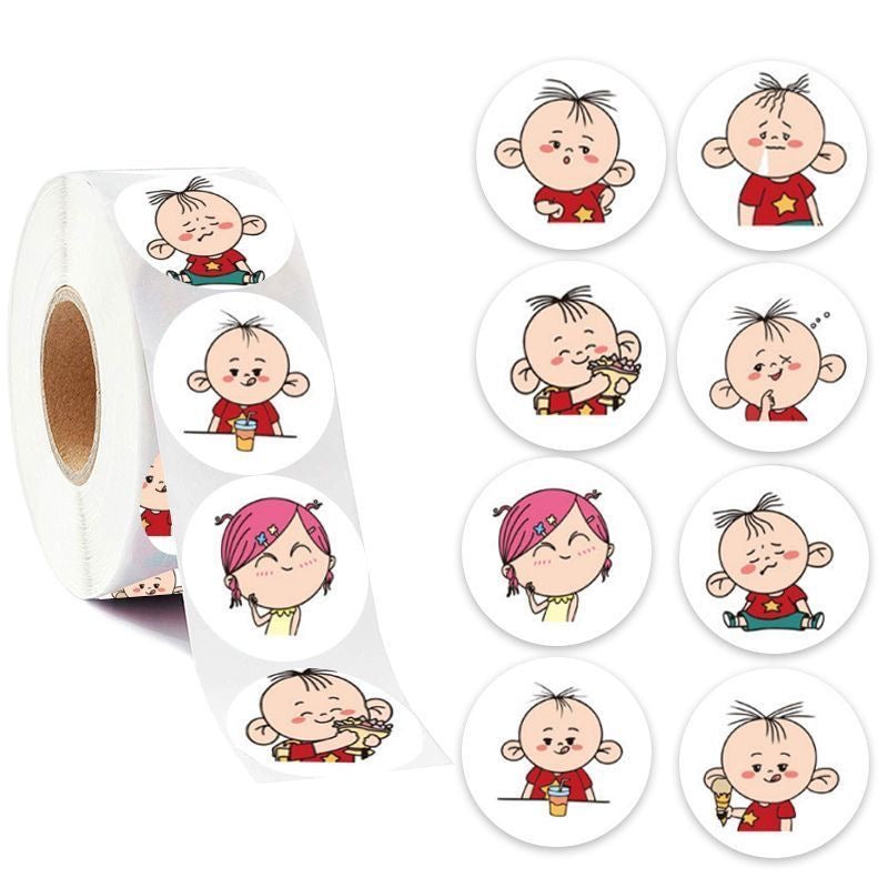 Boy and Girl Round Stickers